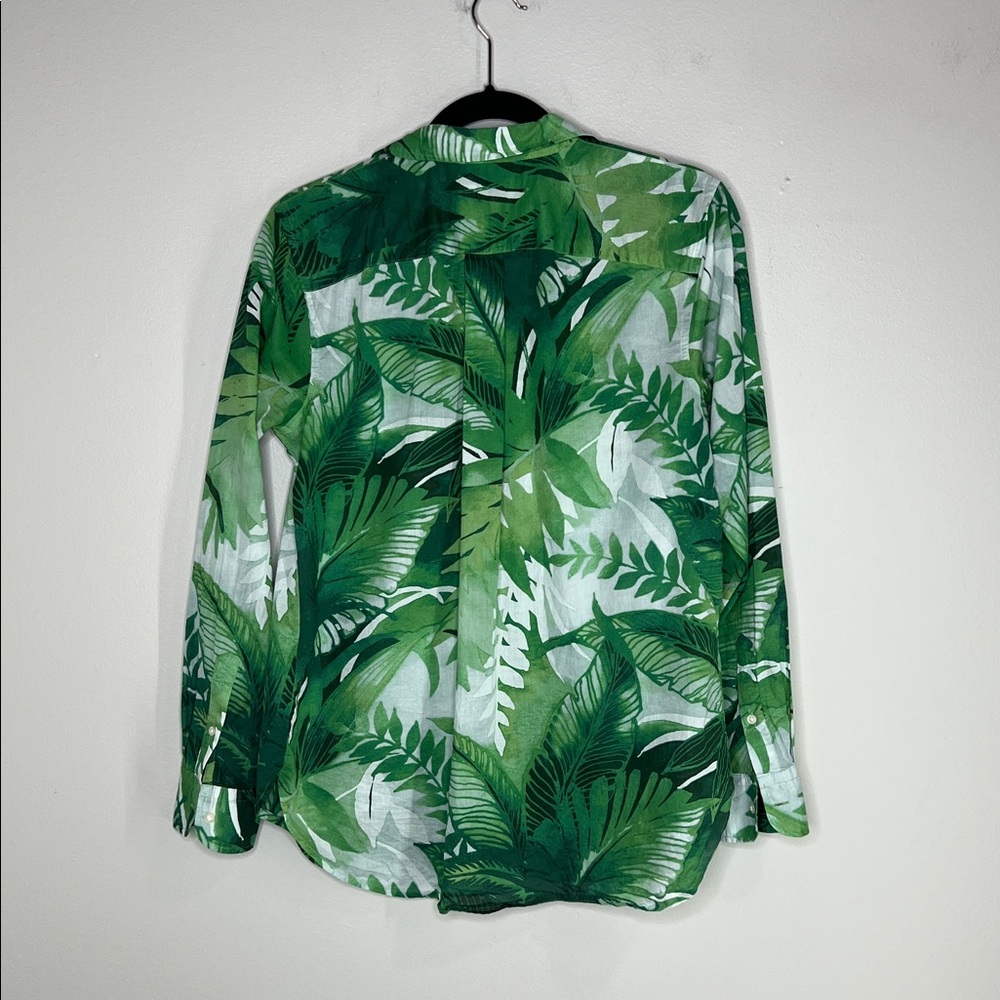 Lauren Ralph Lauren Palm Frond Print Cotton Voile Button Down Shirt size Medium - Picture 10 of 11